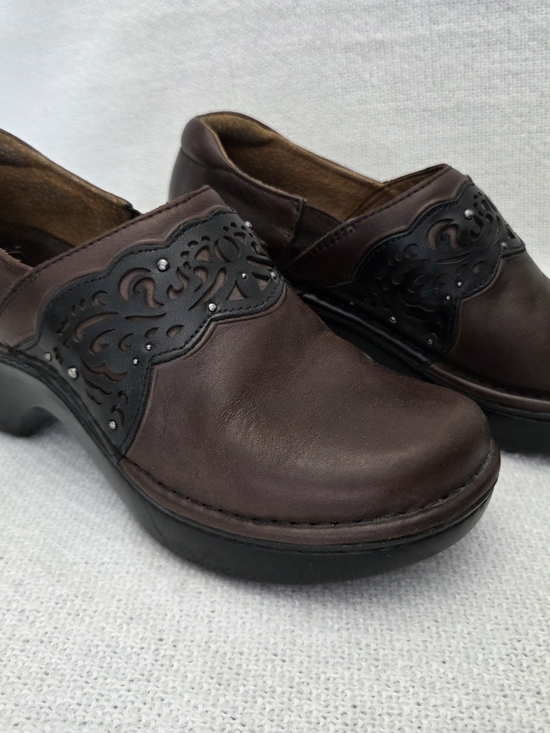 Ariat Shoes - Ariat Brown Leather Slip-On Clogs with Black Decorative Overlay